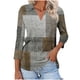 thumbnail image 1 of Camiseta de Solapa de Cuello en V de la Manga Superior de 3/4 de las Mujeres, Uso Diario Cómodo Casual, 1 of 5