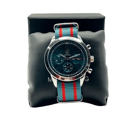 The Michael Zweig Classic ""Newport"" Watch, Teal/Red Nylon Strap Sports Men's