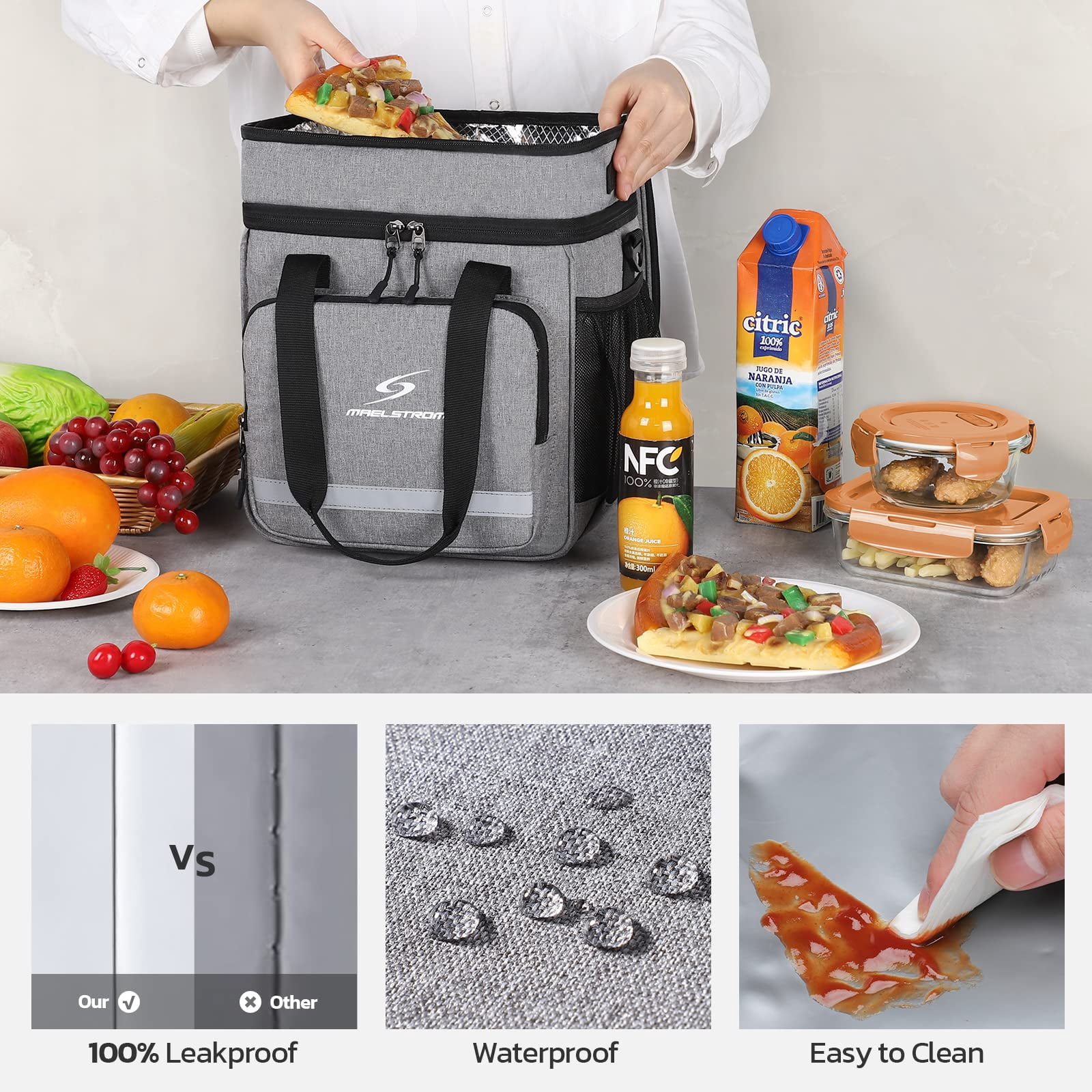 Maelstrom Lunch Box for Men,Insulated Lunch Bag Women/Men,Leakproof Lunch Cooler Bag, Lunch Tote Bag