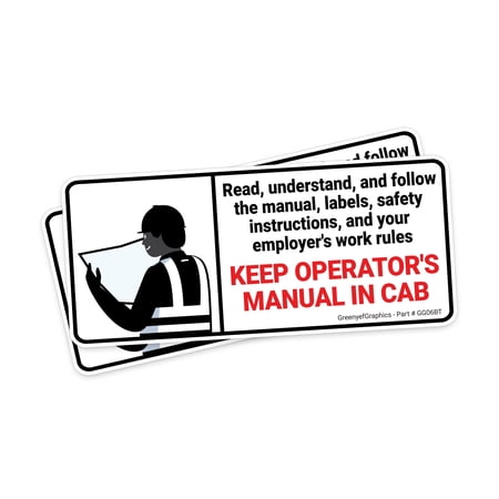 (2 Pack) Keep Operator's Manual in Cab Sticker (Size: 7" x 3") | Warning Decal | Safety OSHA Laminated Decal for Bucket Truck, Crane Truck, Boom Truck