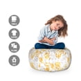 thumbnail image 2 of Floral Storage Toy Bag Chair, Botanical Bush Blossoms Leaf Branch Grunge Textured Spring Graphic, Stuffed Animal Organizer Washable Bag, Small Size, Pale Coffee Pale Grey, by Ambesonne, 2 of 3