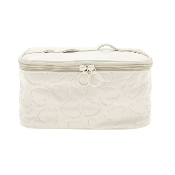 Bolsas de maquillaje rectangulares únicas 1 Pc Corazón Blanco PU