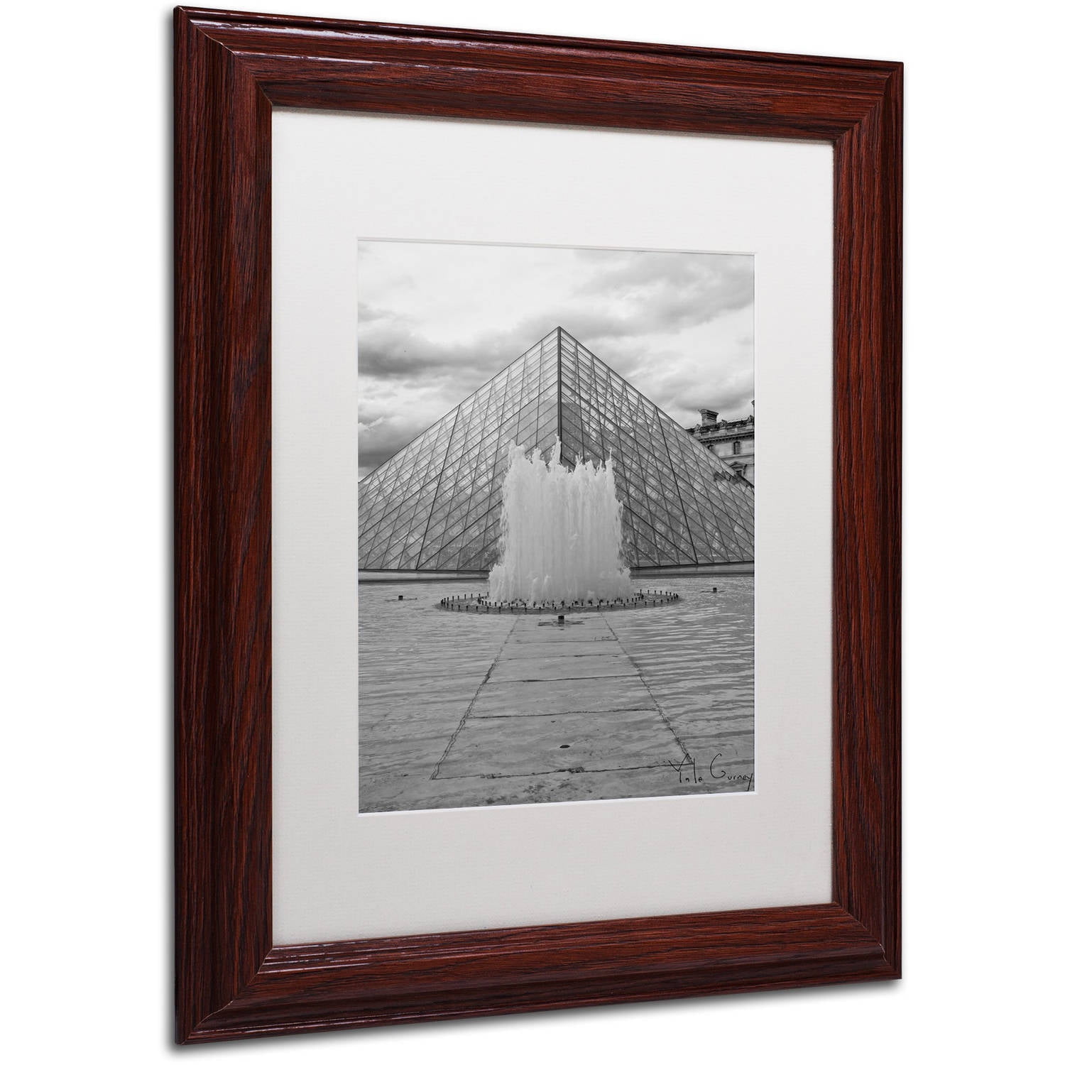 Trademark Fine Art "Paris Deux - Louvre" Canvas Art by Yale Gurney, White Matte, Wood Frame