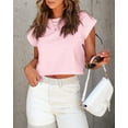thumbnail image 3 of Sherrylily Women Cropped T-Shirts Rolled Dolman Sleeve Crop Tops Summer Short Sleeve Tees, 3 of 6
