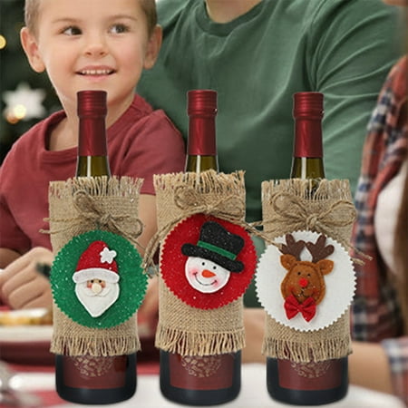 Christmas Wine Bottle Cover Flatware Cutlery Tableware Holders