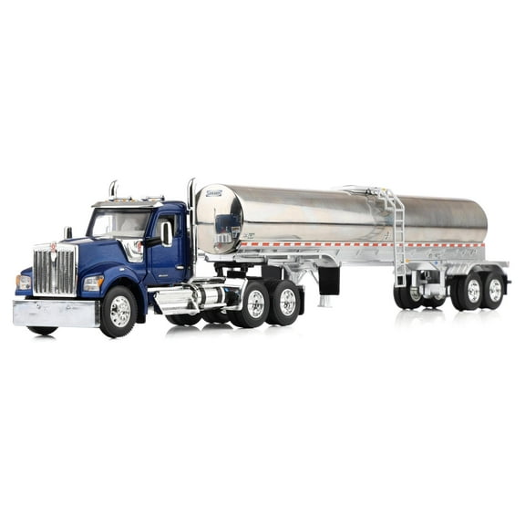 First Gear DCP 1/64 Kenworth W990 Day Cab with Walker Milk Food Grade Tank Trailer, Viper Blue 60-2094