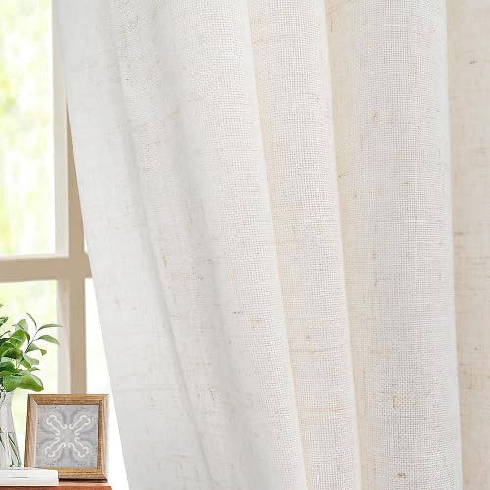 DriftAway Pinch Pleat Linen Textured Semi Sheer Solid Farmhouse and Modern Rustic Linen Curtains High Ceiling Extra Long Drapes for Living Room 15 ft Length 2 Panels W52 x L180 Inches Long Light Linen