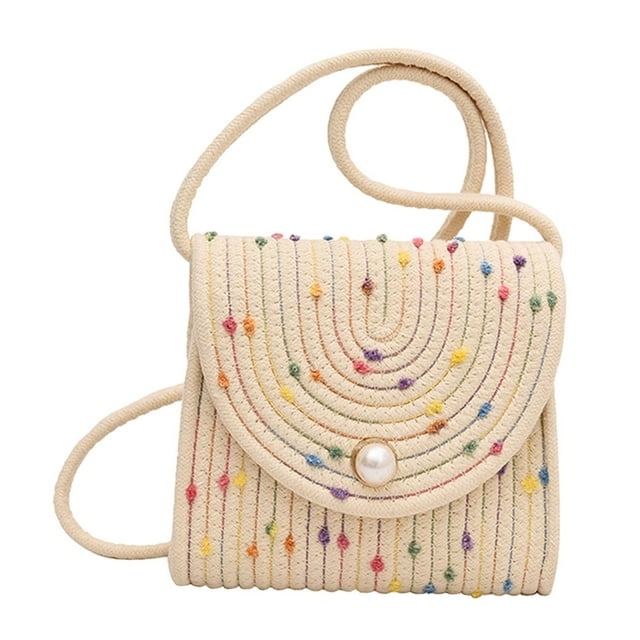 Bolso cruzado para mujer, bolso de hombro, bolso de compras elegante y moderno, bolso tejido portátil, bolso de playa para ta, primavera, trabajo Bolas de colores beige