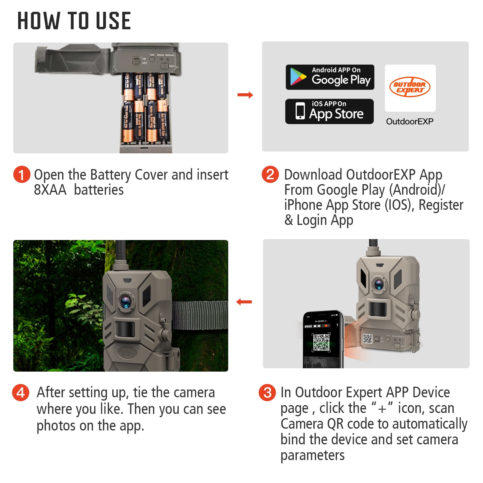 OUTDOOR EXPERT 4G Cellular Trail Camera,36MP Hunting Camera with No Glow 940nm IR Led Night Vision,HD Video IP66 Waterproof Game Cam,90FT Flash Range Wildlife Monitor