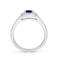 thumbnail image 2 of Angara Natural 0.6 Ct. Blue Sapphire with Diamond Halo Ring in 14K White Gold for Women (Ring Size: 11.5), 2 of 9
