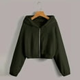 thumbnail image 4 of Cropped Sherpa Coat for Women Winter Trendy Faux Shearling Shaggy Full Zip Up Hoodie Jacket Casual Short Outwear (L, Army Green), 4 of 7