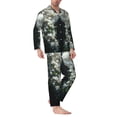 thumbnail image 2 of Wukai Floral Angelic White Wings Men's Long-Sleeve Pajama Set - Comfortable Sleepwear with Button-Down Shirt and Pants-X-Large, 2 of 6