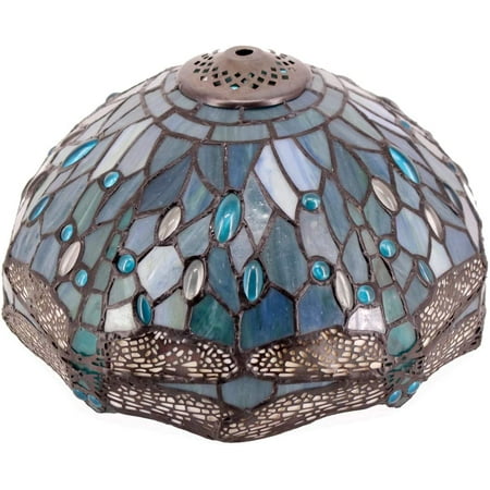 Tiffany Lamp Shade Replacement W12 Inch H6 For Table Lamps Ceiling Fixture Pendant Light Stained Glass Sea Blue Dragonfly Style S147 Lover Living Room Bedroom Coffee Bar Study Bedside - Tiffany Blue Dragonfly Ceiling Light Tiffany Lamp Shade Replacement W12 Inch H6 For Table Lamps Ceiling Fixture Pendant Light Stained Glass Sea Blue Dragonfly Style S147 Lover Living Room Bedroom Coffee Bar Study Bedside - Tiffany Blue Dragonfly Ceiling Light