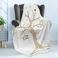 thumbnail image 4 of Tree of Life Soft Flannel Fleece Throw Blanket, Mature Apple Fying Birds and the Nest Fruit Family Nature Food Image, Cozy Plush for Indoor and Outdoor Use, 50" x 70", Multicolor, by Ambesonne, 4 of 5