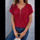 thumbnail image 5 of Blusas de Talla Grande para Mujer, Túnicas de Corta con Cremallera de 1/4, Color Vino Tinto L, 5 of 6