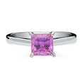thumbnail image 2 of BERRICLE Sterling Silver Solitaire Purple Princess Cut Cubic Zirconia CZ Fashion Ring for Women, Rhodium Plated 1.2 Carat Size 5, 2 of 9