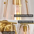 thumbnail image 2 of Kira Home Branson 22" 3-Light Modern Farmhouse Vanity/Bathroom Light + Seeded Glass Cone Shades, Gold Brass Finish, 2 of 7