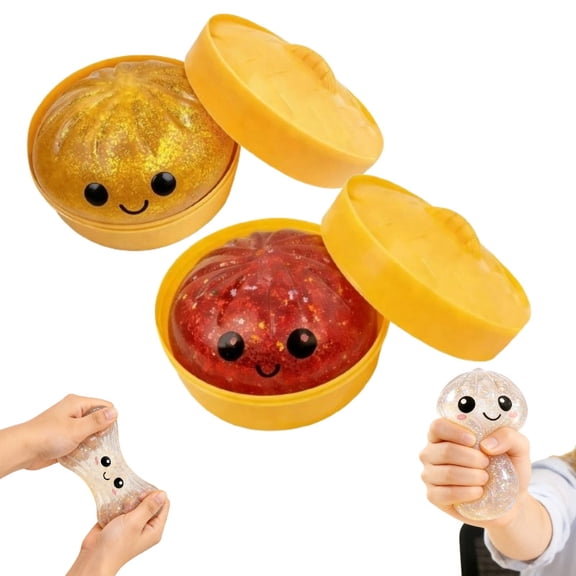 Glitter Dumpling Squeeze Toys for Stress Relief,(Gold Red)