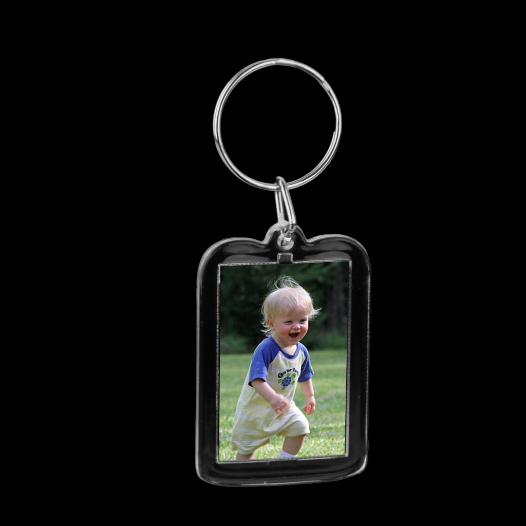50x Clear Keychain DIY Logo Picture Photo Insert Frame Keyring Gifts 5x3.3cm 
