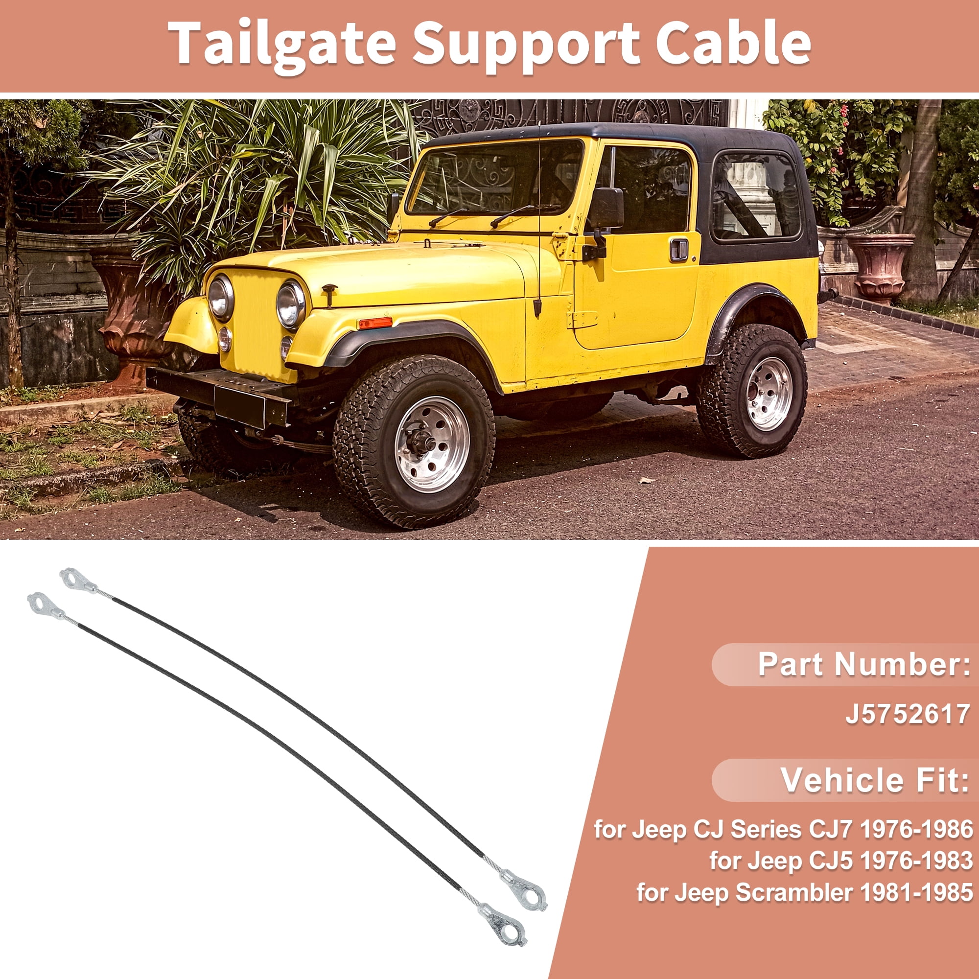 Unique Bargains Tailgate Support Cables for Jeep CJ Series CJ7 1976-1986 Scrambler