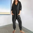 thumbnail image 2 of One Piece Jumpsuits for Women Casual Loose Jumpsuits Long Sleeve V Neck Oversized Casual Rompers, 2 of 5