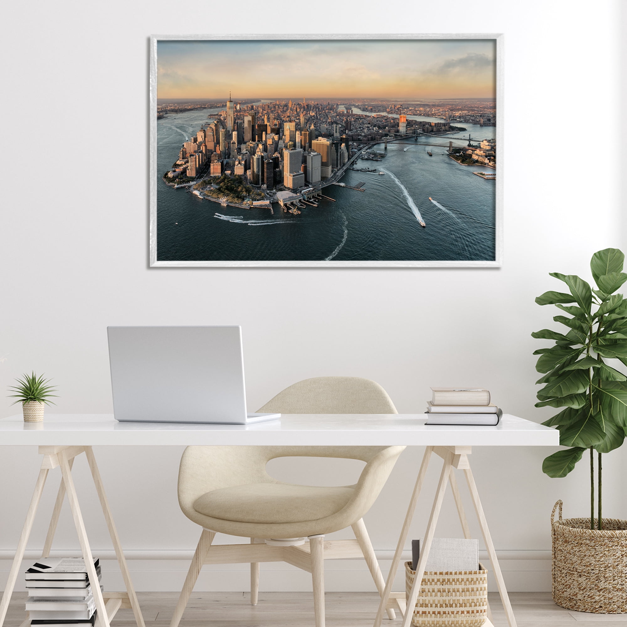 Stupell Industries Manhattan From Above White Framed Giclee Art, design by Scott Stulberg
