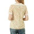 thumbnail image 3 of MODA NOVA Junior's Peter Pan Collar Lace Embroidered Casual Floral Blouse, 3 of 5