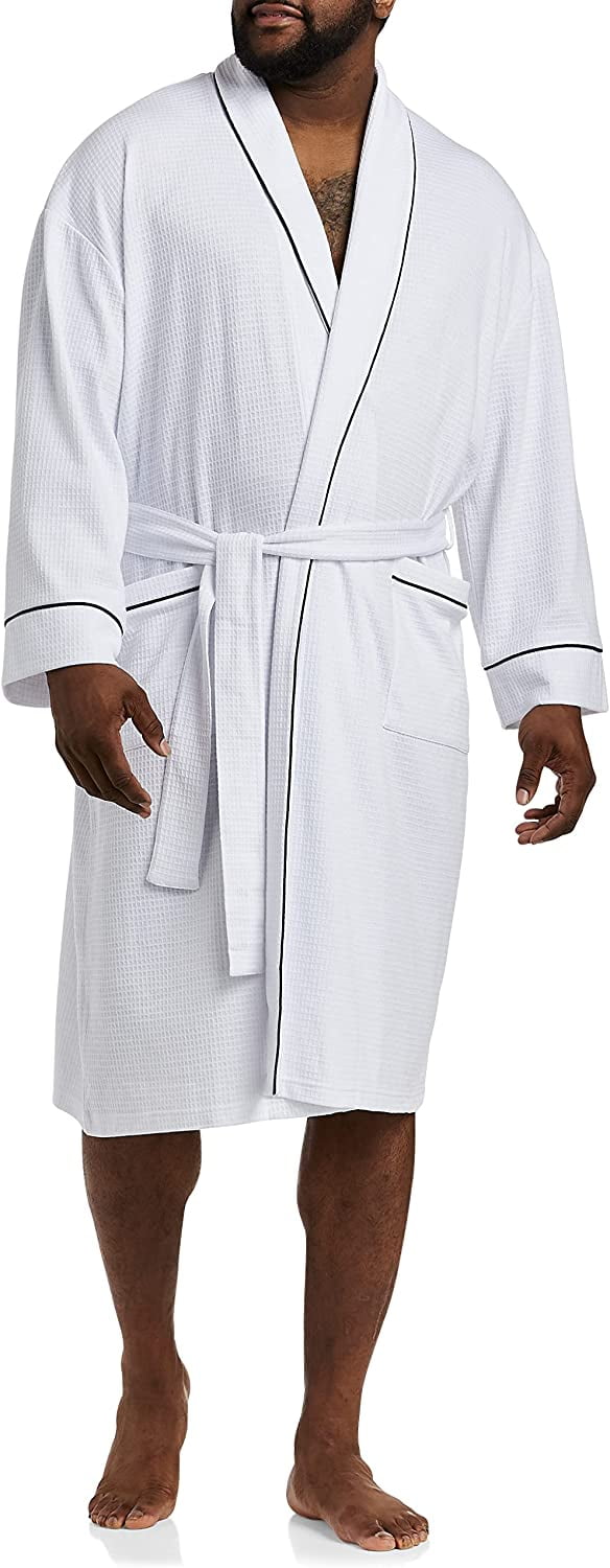 Big and Tall Essentials by DXL Men's Lightweight Robe, White, 3XTL/4XTL