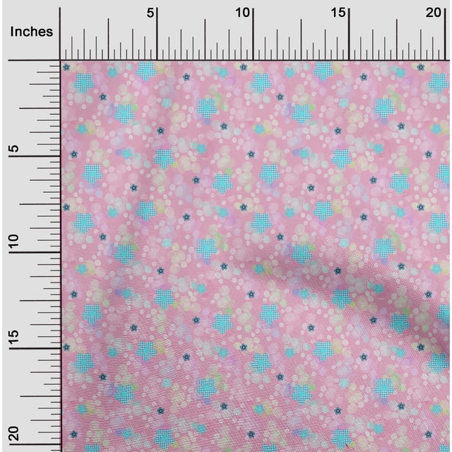 oneOone Polyester Lycra Fabric Dot & Flower Floral Print Fabric BTY 56 Inch Wide