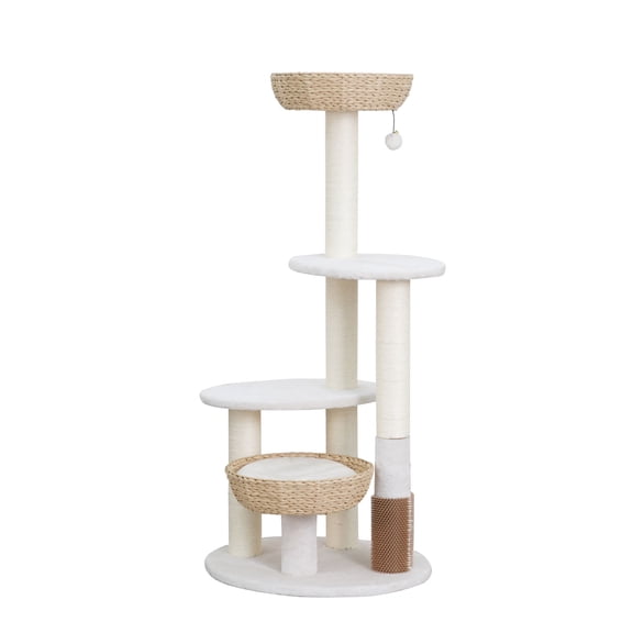 PetPals Group Pharaoh Multi-Level Handwoven Cat Tree with Recycled Paper Rope Scratching Posts 49" H