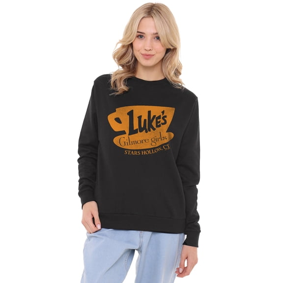 Gilmore Girls Luke's Coffee Logo Women's Crew Sweatshirt, Black, Medium