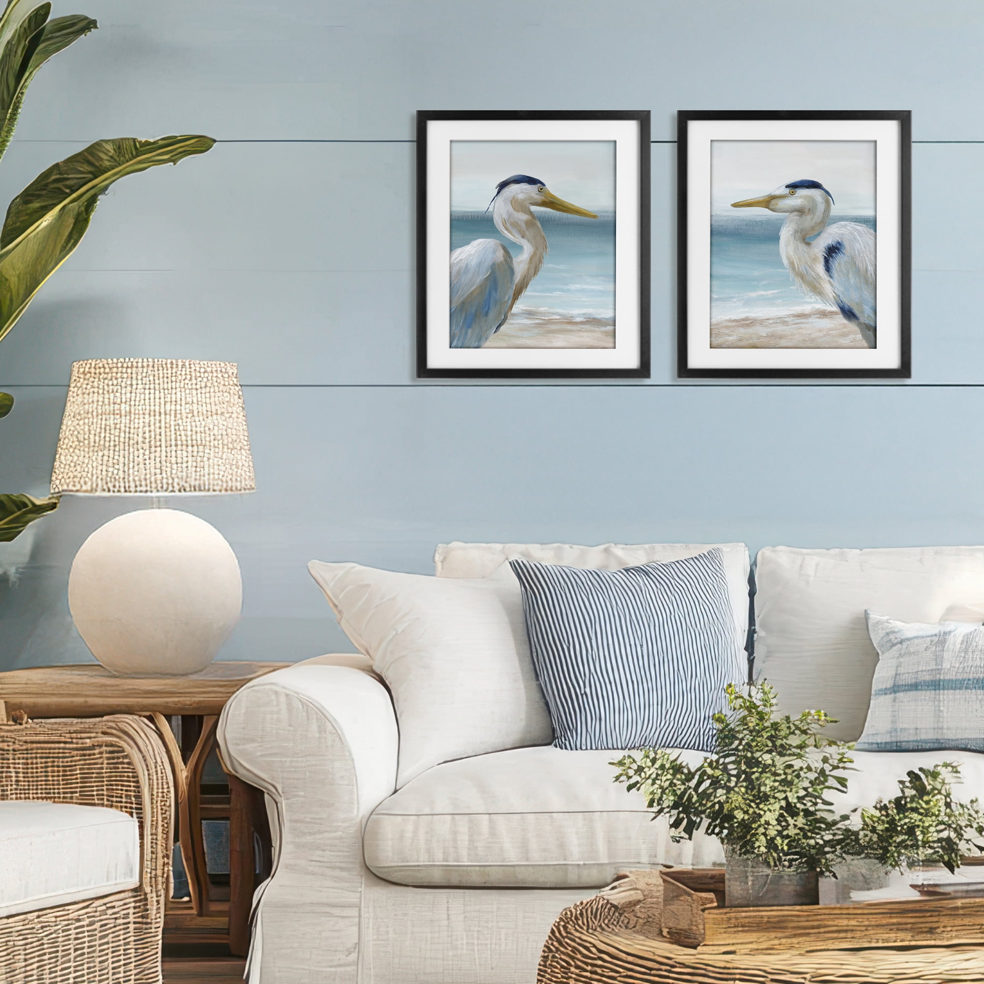 Stupell Industries Tranquil Gaze Herons 2 Piece Black Framed Print Under Glass Set, design by Nan