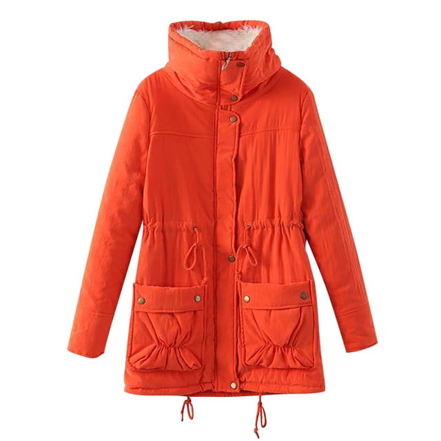 IROINID Manteau Anorak Mi-Long pour Femme Manteau Couleur Unie Manches Longues Boutons Poches Manteau Plus Veste en Molleton Manteau d'Extérieur Haut, Orange