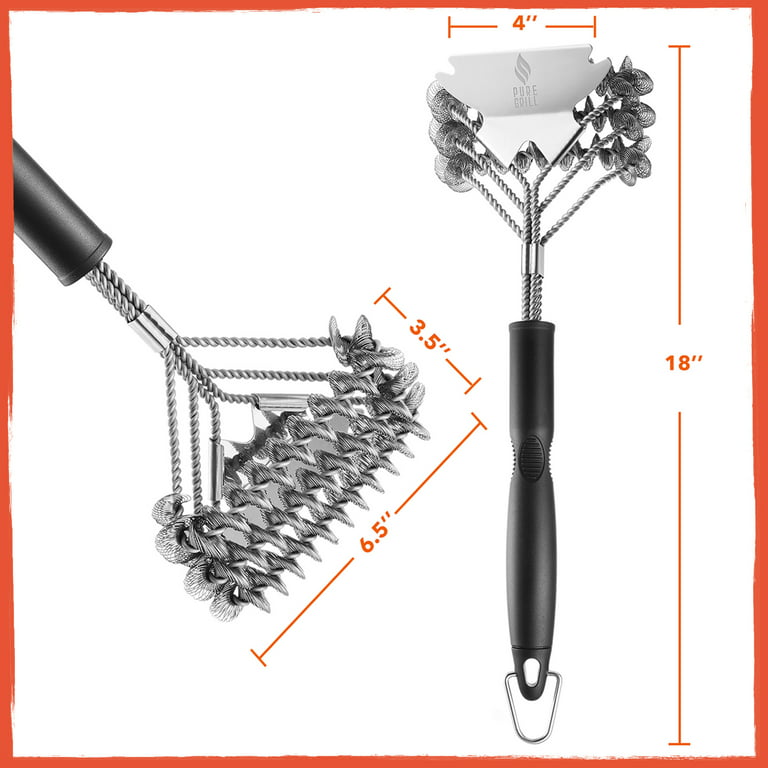 Grillaholics Grill Brush Bristle Free - Safe Grill Cleaning with No Wire  Bristles - Professional Heavy Duty Stainless Steel Coils and Scraper 