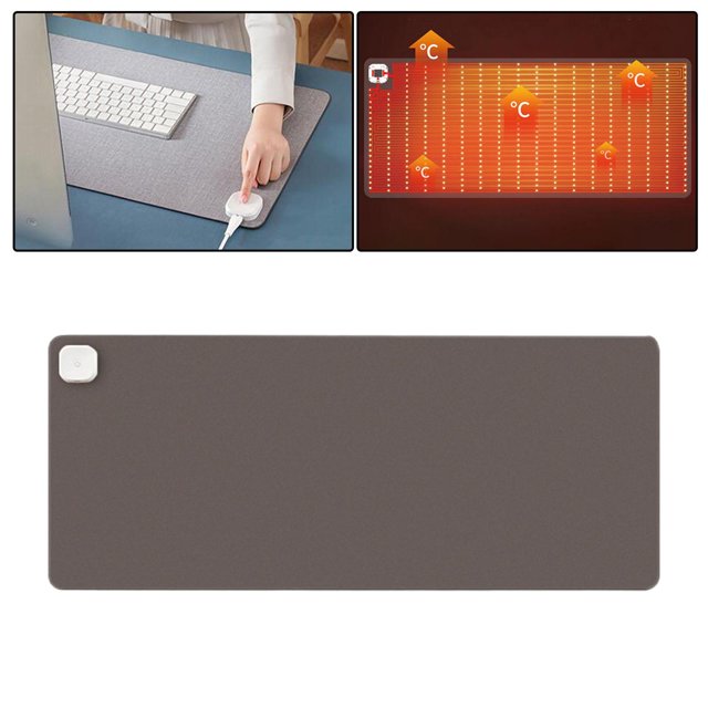 amart2010 Estera de escritorio calentada Apaga la temperatura constante para la oficina de escritorio de mesa Gris oscuro Macarena Alfombrilla de ratón calentada