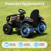Hikiddo 24 Volt Ride on Toys, Kids Electric Ride On Tractor with Trailer -Black