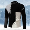 thumbnail image 2 of uikmnh Mens Sweater Men 2025 New Semi High Crew Neck Matching Color Sweater Sweater Base Size:XL, 2 of 4
