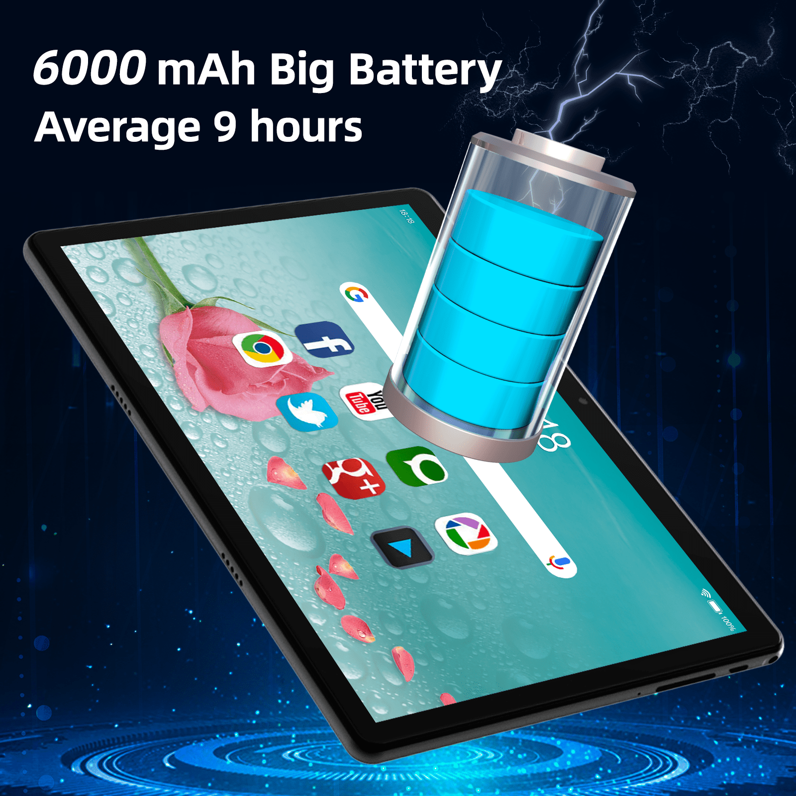 10.1 inch Tablet Android 11 Tablets PC 64GB Storage Octa-Core Processor, Dual 13MP + 5MP Camera, WiFi, Bluetooth, GPS, 512GB Expand Support, IPS Full HD Display - Black