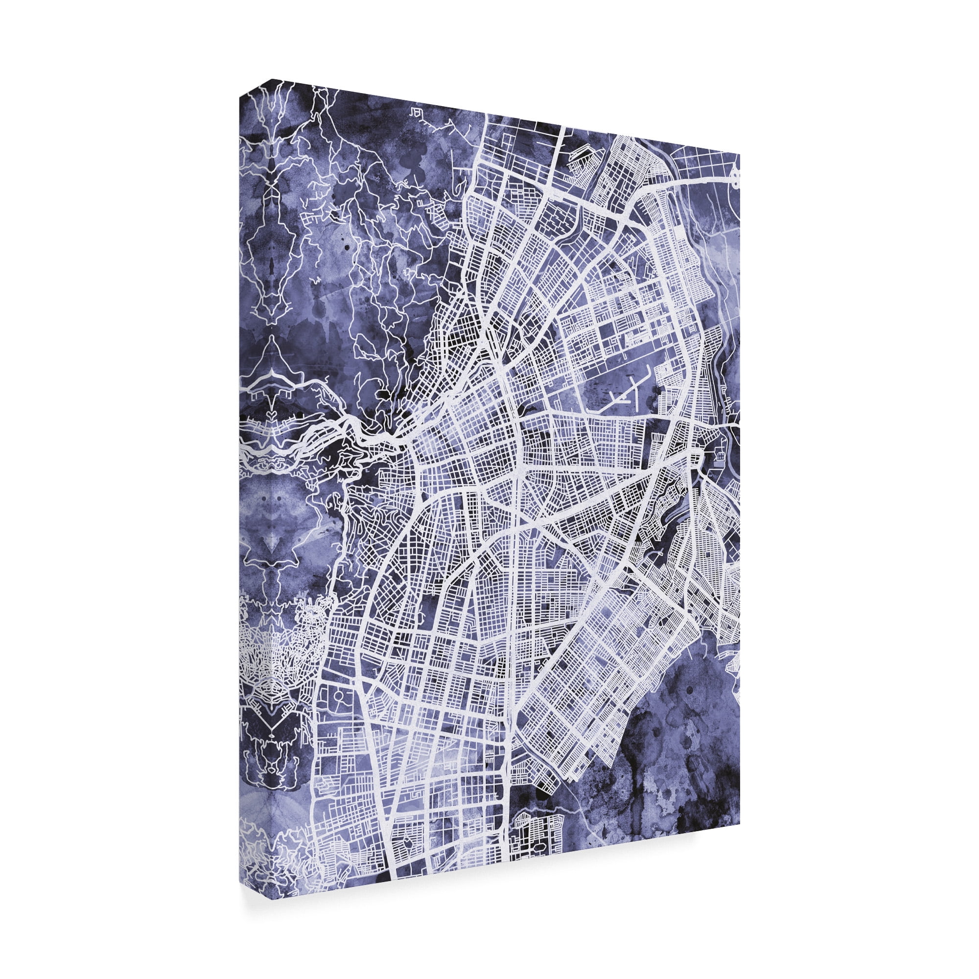 Trademark Fine Art 'Cali Colombia City Map Blue' Canvas Art by Michael Tompsett