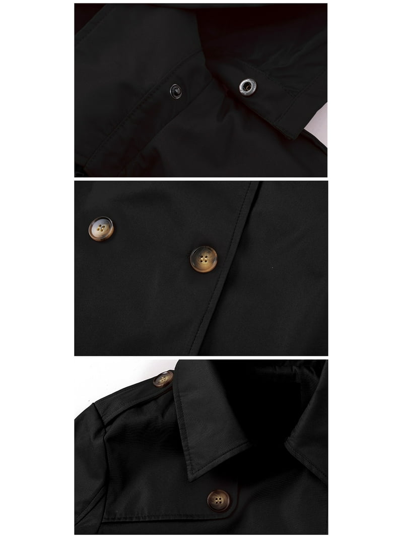 Chrisuno Womens Double Breasted Trench Coat Mid-Length