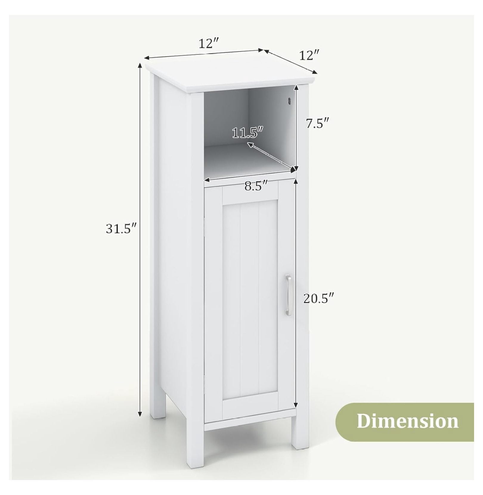 Bathroom Floor Cabinet, Freestanding Narrow Storage Cabinet Console Table Nightstand with Adjustable Inner Shelves, Bathroom Side Storage Cabinet for Living Room Kitchen Entryway (White)