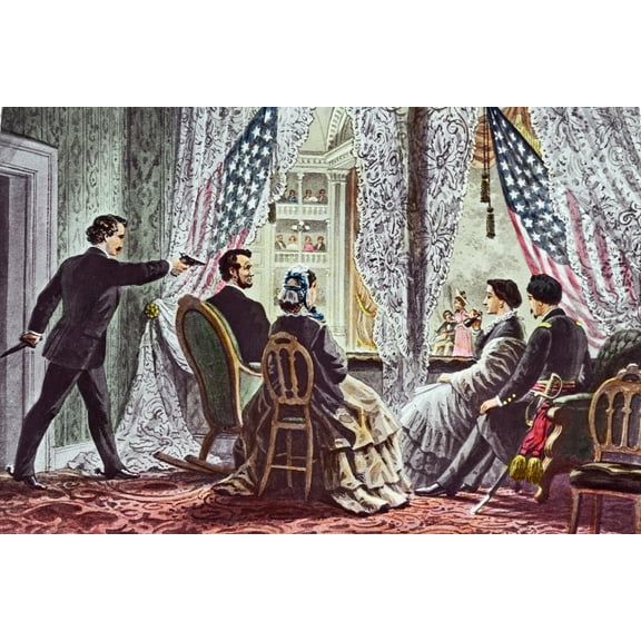 24x36 gallery poster, Ford's Theatre, John Wilkes Booth, Abraham Lincoln, Mary Todd Lincoln, Clara Harris, and Henry Rathbone