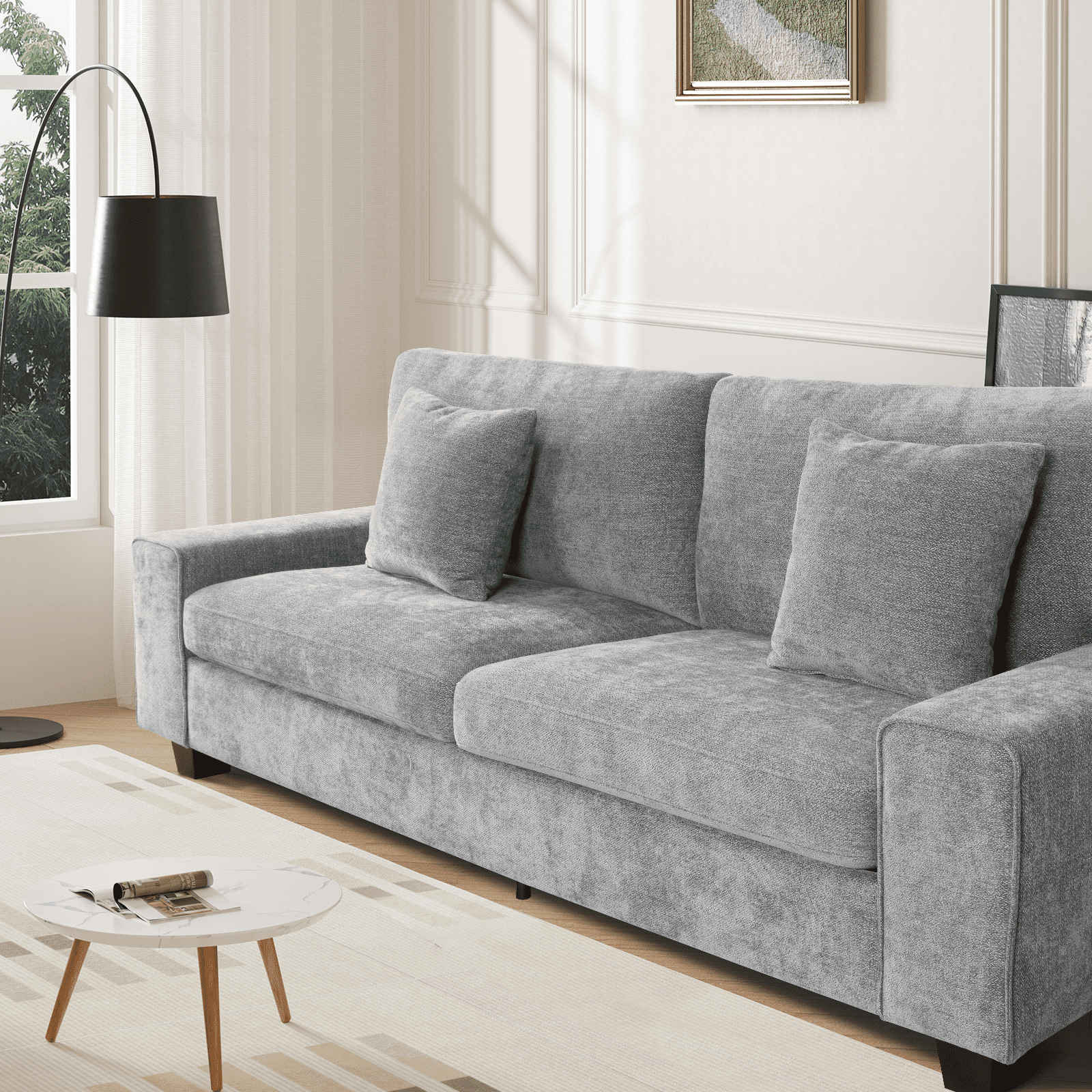 71.25" Modern Loveseat Sofa for Living Room with Removable Sofa Cushion and Detachable Sofa Cover, Small Sofa for Small Space(Light Gray)