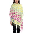 thumbnail image 1 of Women's Fashion Tassel Scarf, Geometric Line Texture Long Shawl, Lightweight and Warm, 1 of 9
