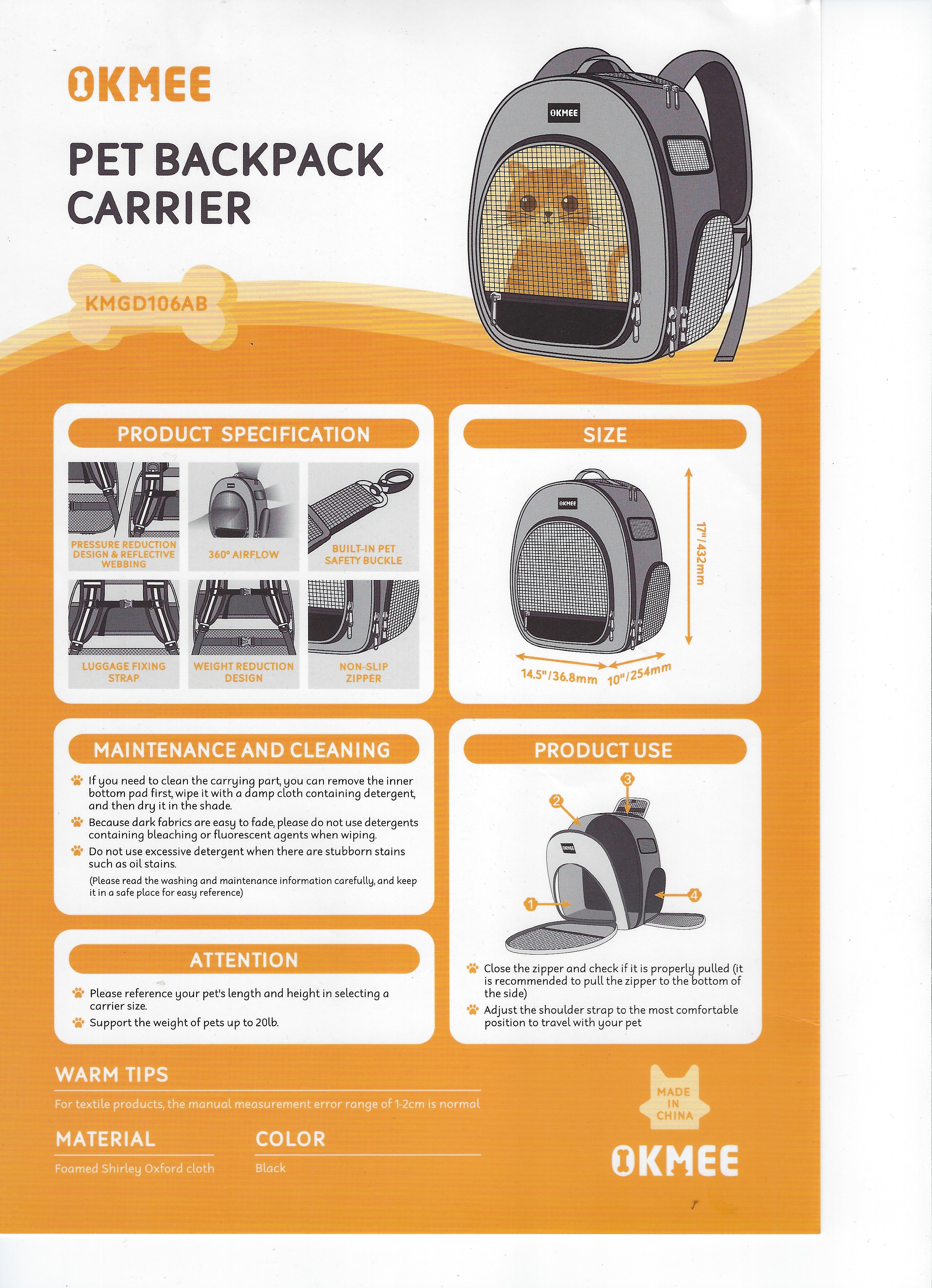 Alpha Dog Series - Pet Carrier Backpack (Black)