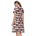 thumbnail image 2 of Bixox Robe d'Été à Manches Courtes pour Femmes Robe Ample Longueur Genou avec Poches-Coccinelles sur Rayé Noir et Blanc1, 2 of 7