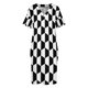 thumbnail image 4 of Vestido de noche holgado con bolsillos para mujer traje de noche femenino con diseño hexagonal en blanco y negro, 4 of 7