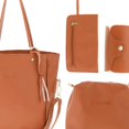thumbnail image 2 of Paquete de 2 bolsos de mano tipo bandolera 4 en 1 para mujer con flecos y correa con borla. Rojo + marrón, 2 of 2