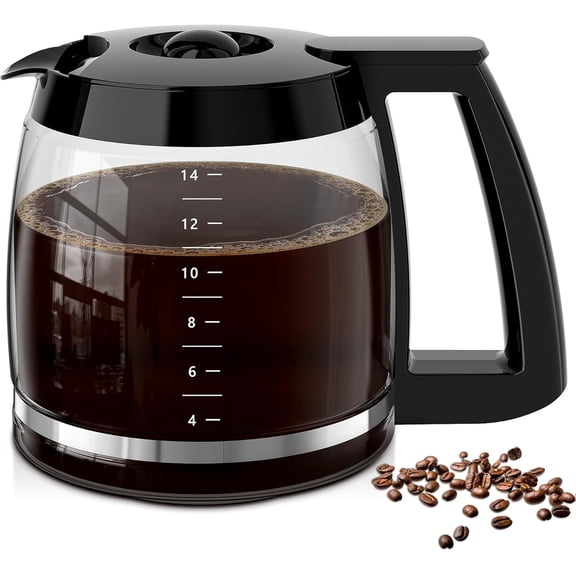 14-Cup Coffee Pot Replacement for Cuisinart Coffee Maker DCC-220, DCC-2600, DCC-2800,DCC-3200P1,CBC-7000PC,CBC-7200PC,CBC-7400PC,DCC-1800FR. Glass Carafe Replacement for Cuisinart with Sturdy Handle.