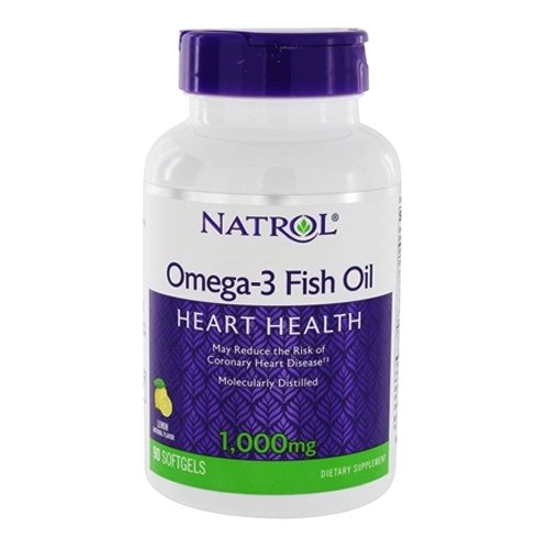 Natrol Omega 3 Fish Oil for Heart Health, Lemon Flavor 1000 mg Softgels